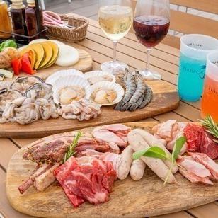 Premium BBQ set with thick-sliced beef tongue and seafood 7,000 yen (tax included)★Includes all-you-can-drink soft drinks for 2 hours (L.O. 1.5 hours)