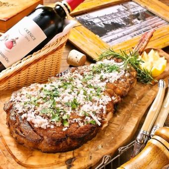 [Tomahawk course] 10 kinds of appetizers x 8 dishes including tomahawk steak + 2 hours all-you-can-drink★7000 yen