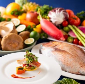 디너 「오이타 테로와르」\10,000 합계 9품 소중한 축하나 기념일에 오이타현산 식재료를 사치스럽게 사용