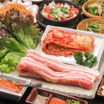 [Food only] A must-see for those who want to enjoy thick-sliced samgyeopsal! 6 dishes in total [Samgyeopsal course]