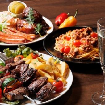＜PARTYコース＞シュラスコの肉盛り含むお料理7品＋120分飲み放題付5000円(税込)