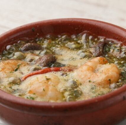 小海老とマッシュルームのアヒージョ