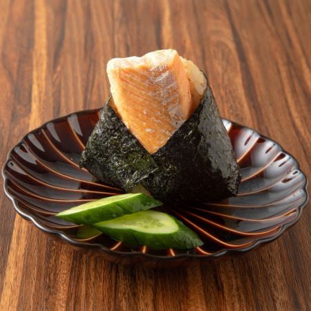 Salmon belly soy sauce rice ball