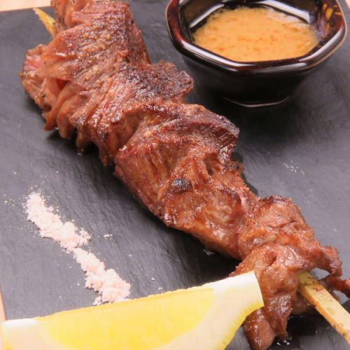 Thick-sliced beef tongue skewers