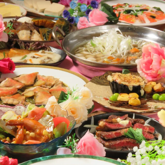 女子会や新年会におススメ 3時間飲み放題付 流水コース 全9品 4980円 3480円 絆 Kizuna 盛岡映画館通り店