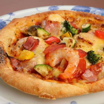 Seafood pizza