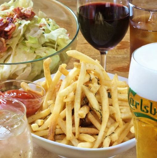 [Girls' party course] 3,000 yen (including 6 popular dishes such as French fries and cheese pizza + 2 hours of all-you-can-drink)