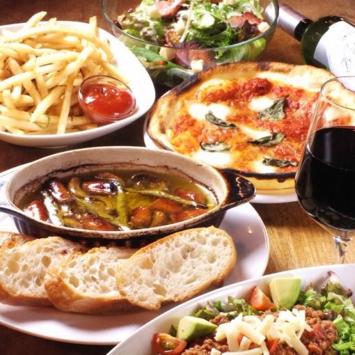 【Torbo的簡易套餐】Ajillo、Margherita等5道菜品3,000日圓（含稅）+2小時無限暢飲
