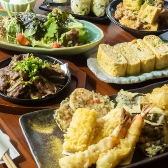 【贅沢の極み◎豪華コース】天ぷら5種盛りやハラミたれ焼き等全7品120分飲み放題付6500円(税込)