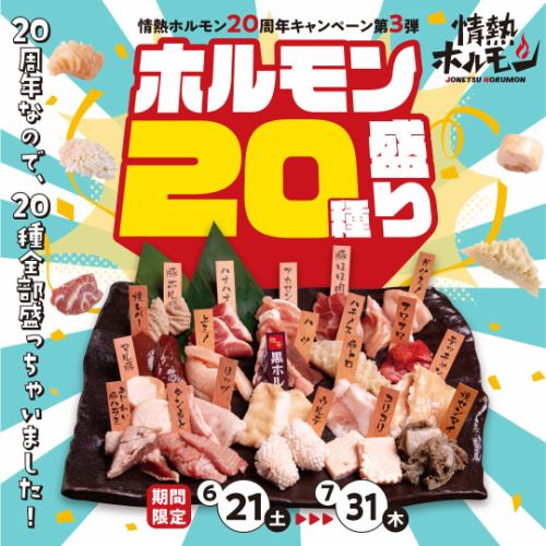 期間限定ホルモン20種盛り