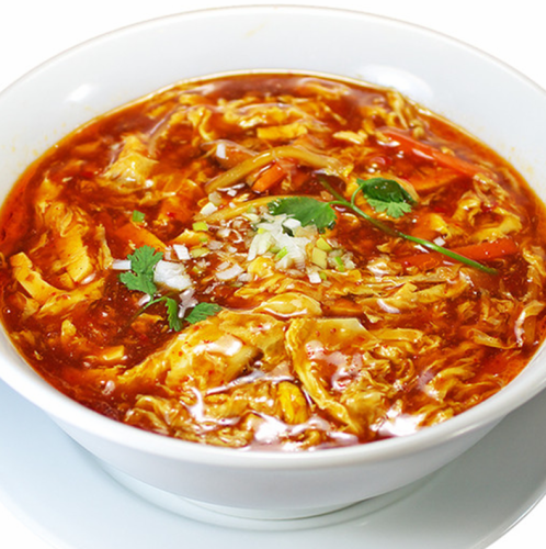 Hot and sour soup noodles / steamed chicken and vegetable hot and sour soup noodles