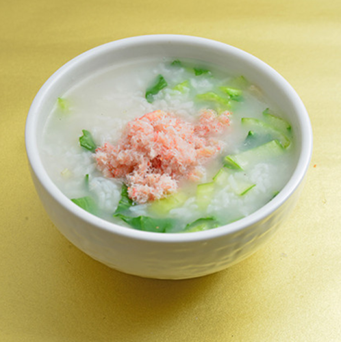 Century egg and pork porridge / Vegetable and crab meat porridge, char siu and shiitake porridge