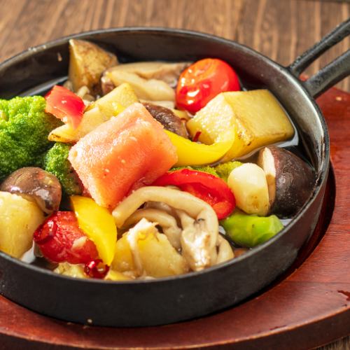 明太子と野菜のアヒージョ