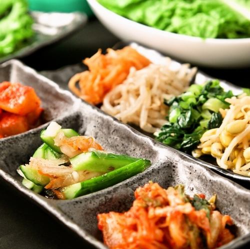 Namul and kimchi are also available.