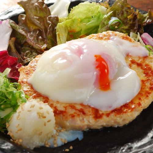 Mitsuse chicken meatballs topped with soft-boiled egg