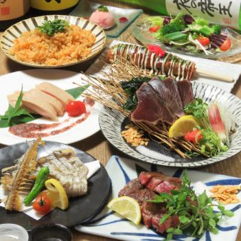 非常适合初夏聚会！尽享8道菜肴，从时令稻草烤鱼到国产牛排应有尽有♪ 5000日元（含税）