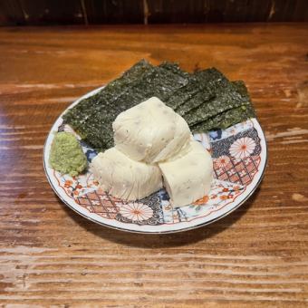 ★鶏そぼろとチーズのお豆腐(海苔とわさびで)