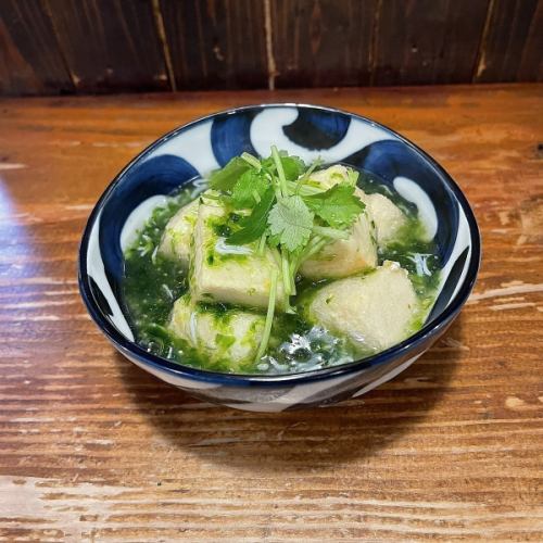 あおさのりの揚出豆腐