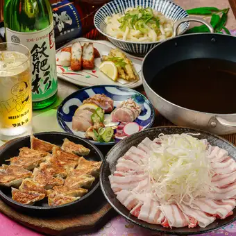【生ビールも飲放】桜島美湯豚ネギしゃぶ食べ放題コース2H飲み放題付き7品5,000円
