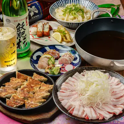 【生ビールも飲放】桜島美湯豚ネギしゃぶ食べ放題コース2H飲み放題付き7品5,000円