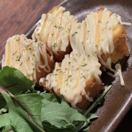 Thick egg cutlet with mustard mayonnaise