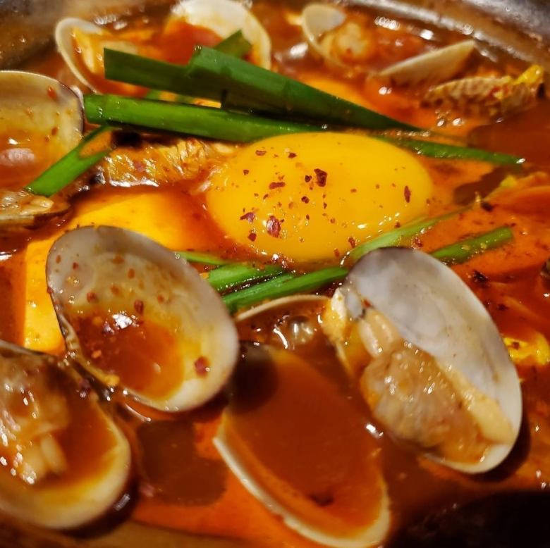 ホタテとじゃがいものジェノベーゼマリネ/真たこのエスカルゴバター焼き/あさりと白菜のスンドゥブ仕立て