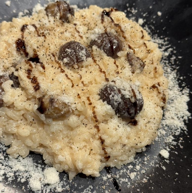 ポルチーニ茸と栗のリゾット バルサミコソース