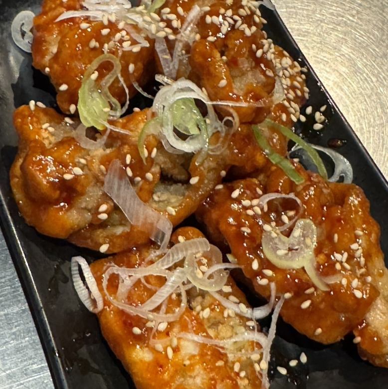 ヤンニョムチキン ネギまみれ