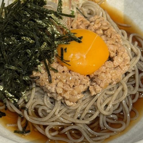 Cold soba noodles with myoga and natto