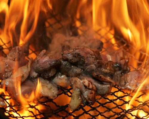 Grilled domestic red chicken thigh