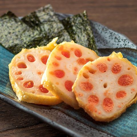 Mentaiko and lotus root tempura
