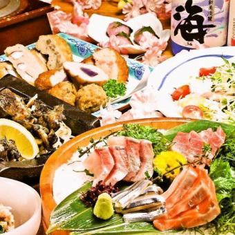 【薩摩コース】薩摩の地鶏刺身盛合せ・地鶏炭火焼・骨付き地鶏唐揚等、地鶏料理づくしの全9品