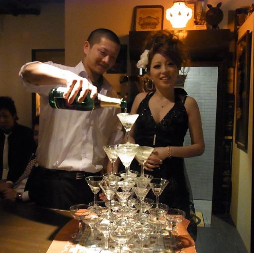 【結婚式2次会】幹事様心配なし♪シャンパンタワー確約★選べる特典付2.5H飲み放題込全6品5000円