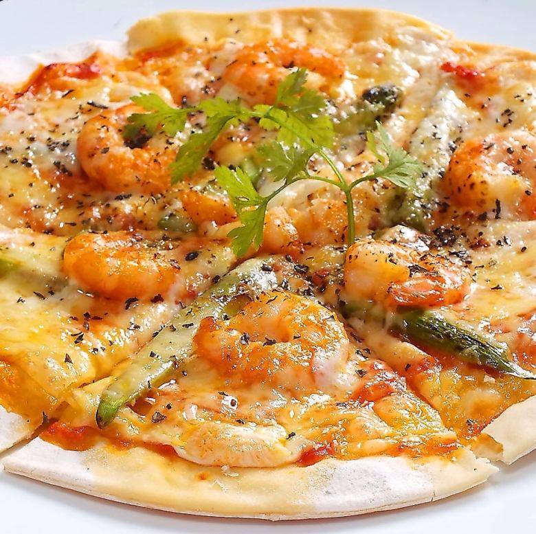 エビとモッツァレラのトマトソースPizza