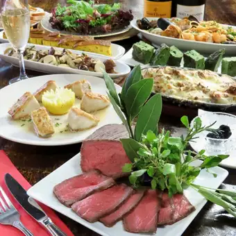 【白金套餐,含A5級和牛烤牛肉】¥8,800 → ¥8,000!同學會和告別派對的完美選擇! 9道菜,2小時暢飲。