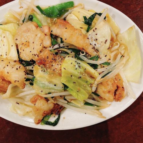 ホルモン塩にんにく炒め