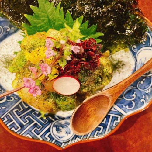 赤海老とアボカドと玉露茶のなめろう