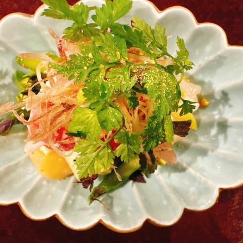 生帆立とラフランスと生ハムの白和え