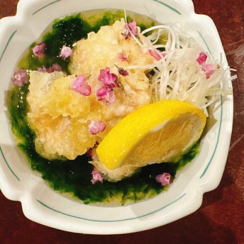 たら白子天ぷら　生海苔あんかけ