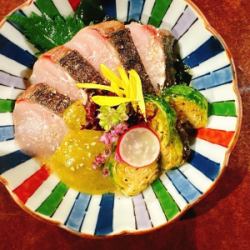 寒サワラと芽キャベツのジェノベーゼ酢味噌