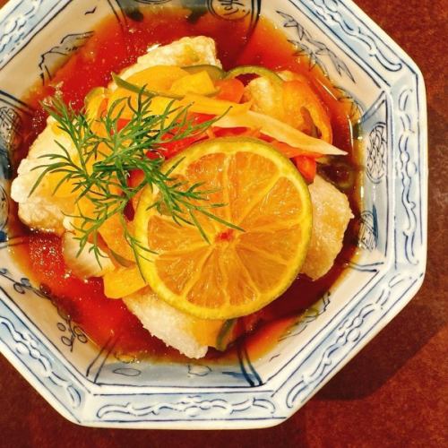 あんこう唐揚げとライム　西洋南蛮