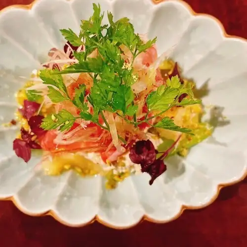 生帆立とラフランスと生ハムの白和え