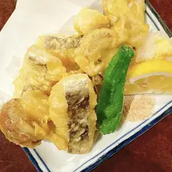 名残ハモとマッシュルーム天ぷら　鰹だし塩