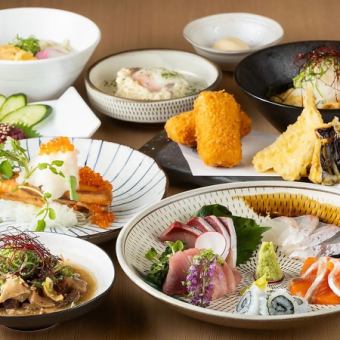 【わっぱち松コース】★２時間飲み放題付き★自慢のお刺身盛りor鳥刺し盛りに選べる〆と充実！