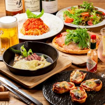 【2時間飲み放題付】自慢のラクレットチーズやピザ、パスタを楽しむ定番コース★全6品