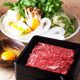 【5种樱花肉和樱花寿喜烧火锅套餐】<共8道菜>仅食物3,000日元，含无限畅饮4,500日元