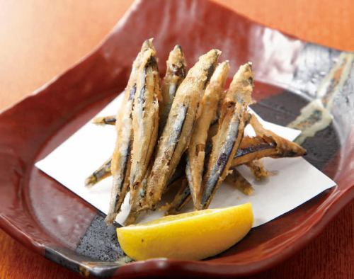 Deep-fried silver-stripe round herring from Akune, Kagoshima