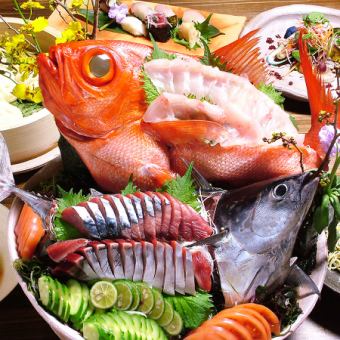 Assorted sashimi of fresh fish caught in the morning from Ehime