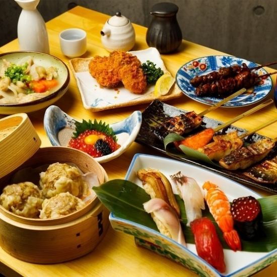 Not only sushi, but also various courses such as fish skewers and iron pot oden are must-sees!