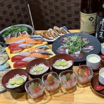 不二子 冬の忘・新年会 握り寿司とブリしゃぶ鍋を堪能コース